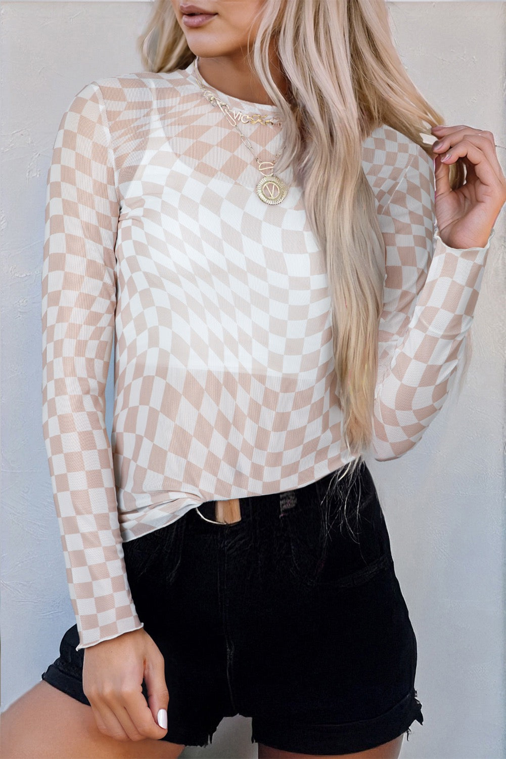 Checkered Mesh Top